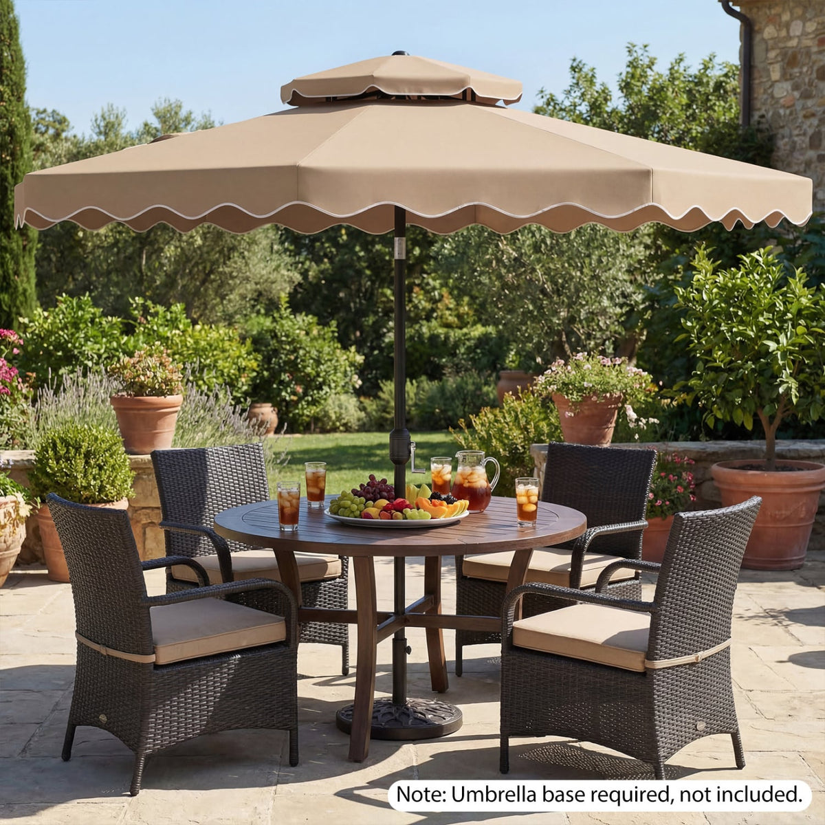 9 Feet Patio Umbrella with Push Button Tilt and Crank-Coffee view 3