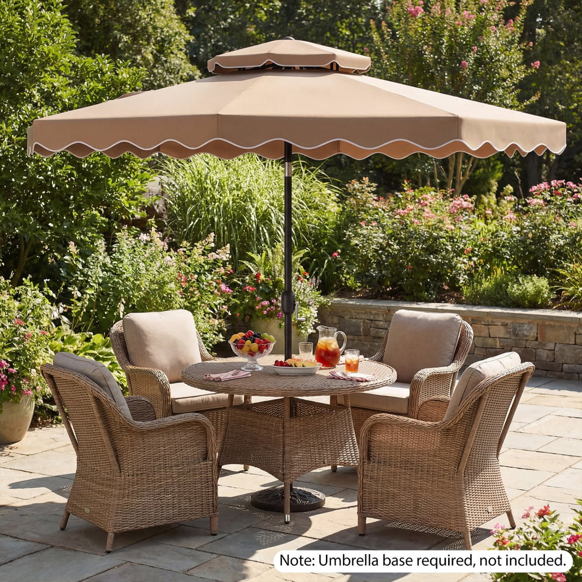 9 Feet Patio Umbrella with Push Button Tilt and Crank-Coffee view 7