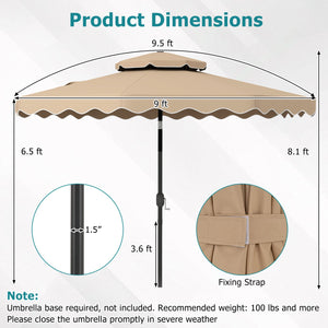 9 Feet Patio Umbrella with Push Button Tilt and Crank-Coffee view 4