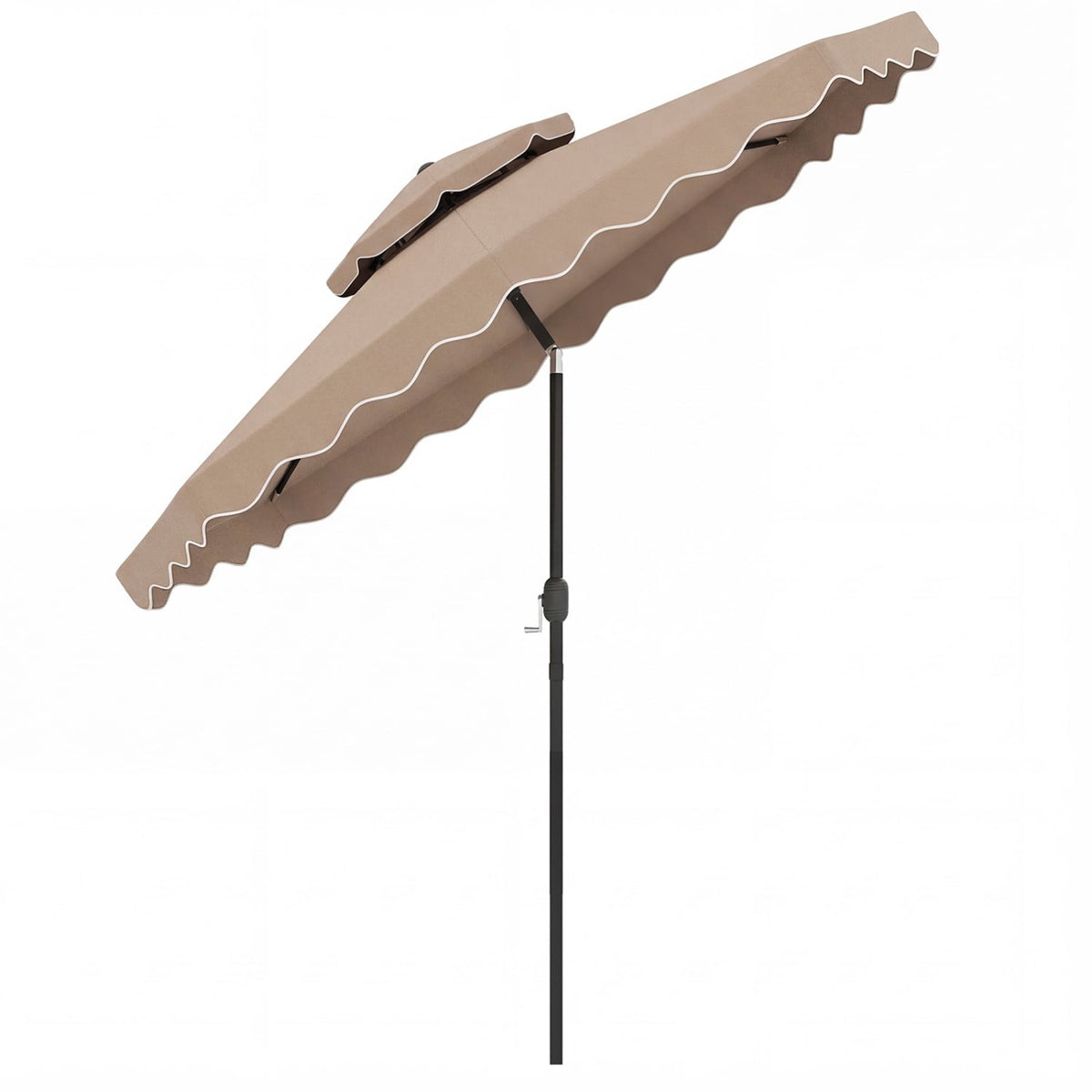 9 Feet Patio Umbrella with Push Button Tilt and Crank-Coffee view 6