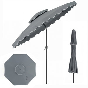 9 Feet Patio Umbrella with Push Button Tilt and Crank-Gray view 4