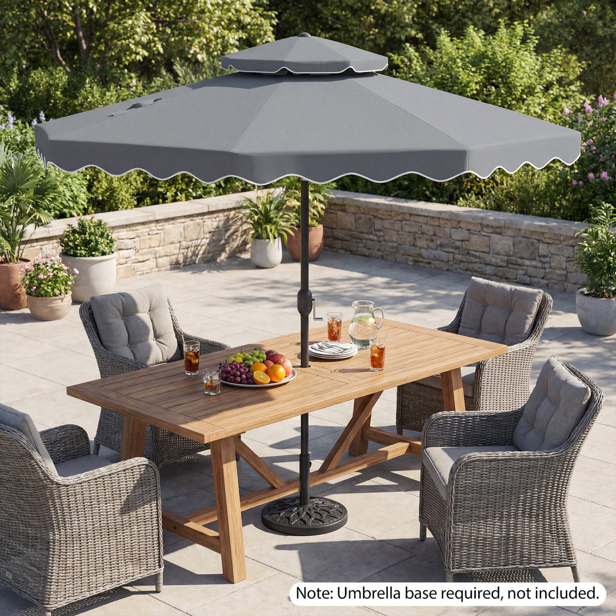 9 Feet Patio Umbrella with Push Button Tilt and Crank-Gray view 3