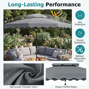 9 Feet Patio Umbrella with Push Button Tilt and Crank-Gray view 8