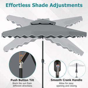 9 Feet Patio Umbrella with Push Button Tilt and Crank-Gray view 9