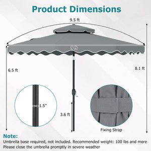 9 Feet Patio Umbrella with Push Button Tilt and Crank-Gray view 5
