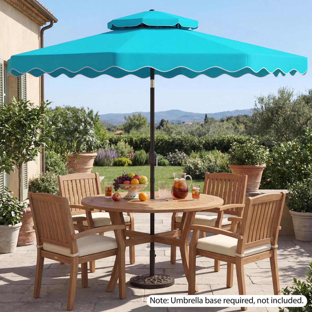 9 Feet Patio Umbrella with Push Button Tilt and Crank-Turquoise view 3