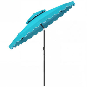 9 Feet Patio Umbrella with Push Button Tilt and Crank-Turquoise view 6