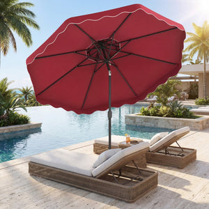 9 Feet Patio Umbrella with Push Button Tilt and Crank-Wine view 2