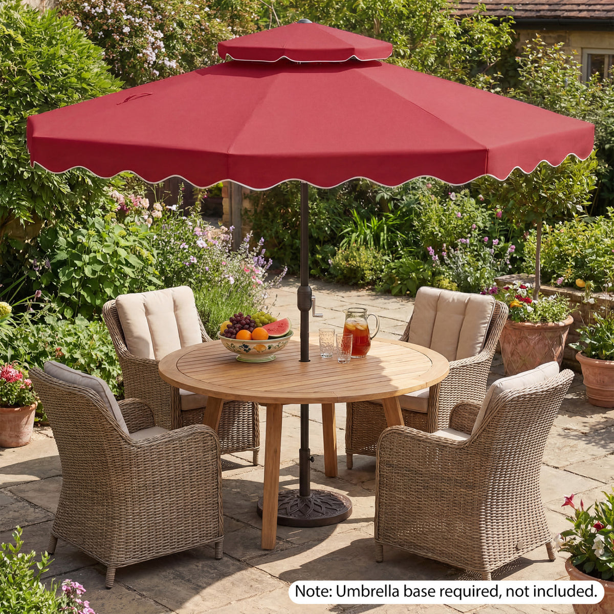 9 Feet Patio Umbrella with Push Button Tilt and Crank-Wine view 7