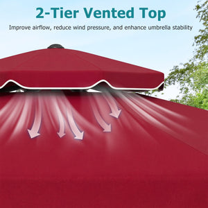 9 Feet Patio Umbrella with Push Button Tilt and Crank-Wine view 8