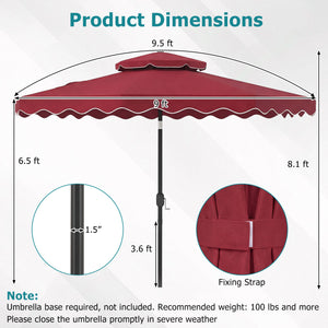 9 Feet Patio Umbrella with Push Button Tilt and Crank-Wine view 5