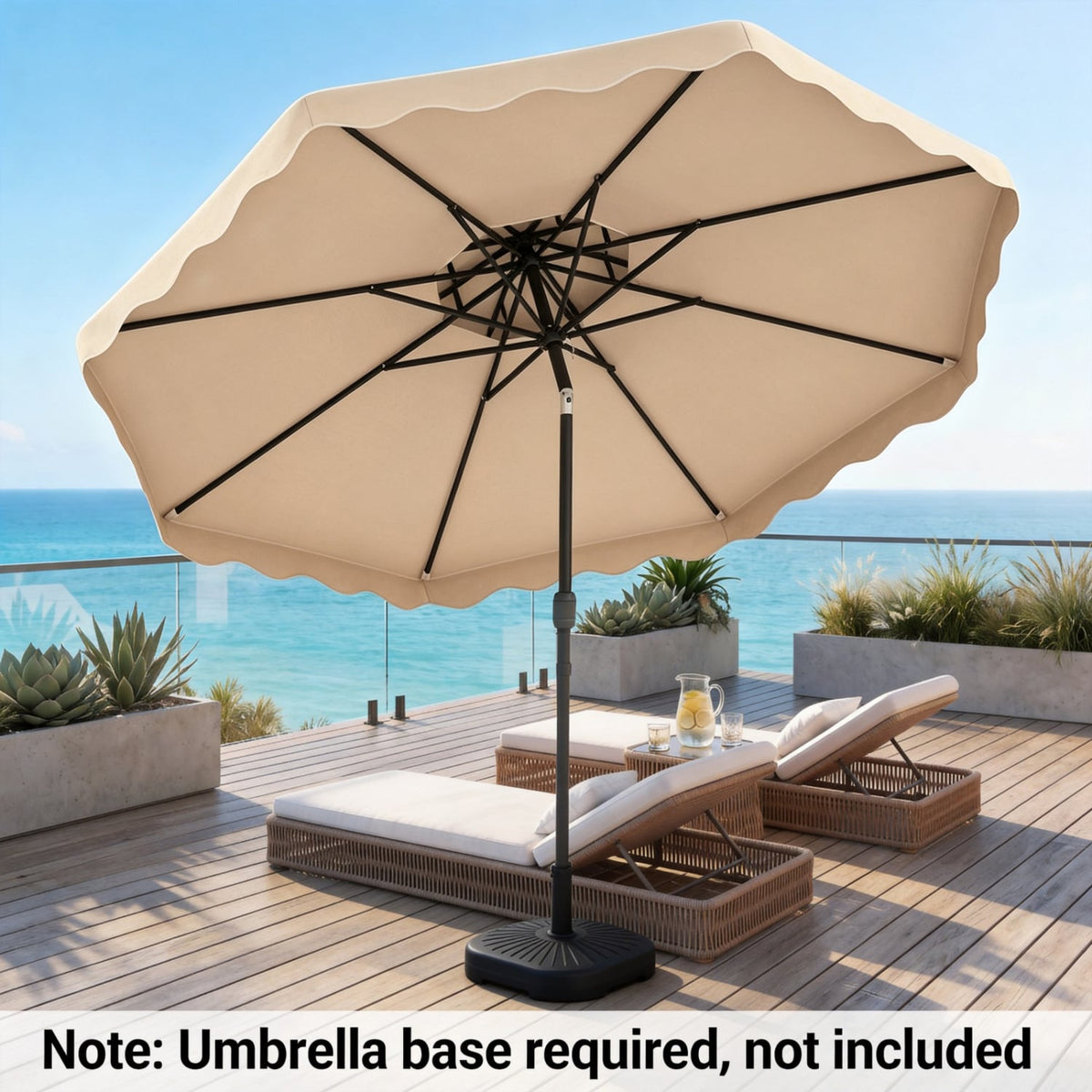 9 Feet Patio Umbrella with Push Button Tilt and Crank-Beige view 2