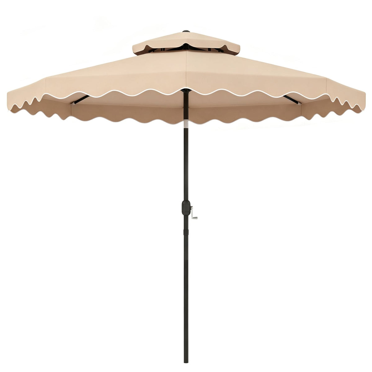 9 Feet Patio Umbrella with Push Button Tilt and Crank-Beige