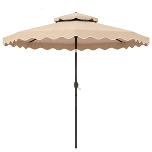 9 Feet Patio Umbrella with Push Button Tilt and Crank-Beige