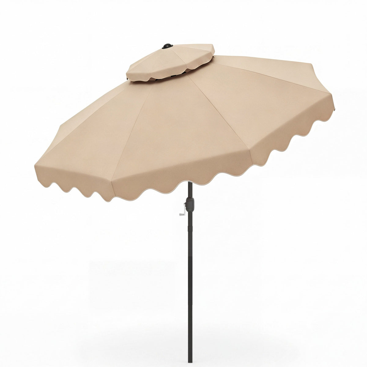 9 Feet Patio Umbrella with Push Button Tilt and Crank-Beige view 4