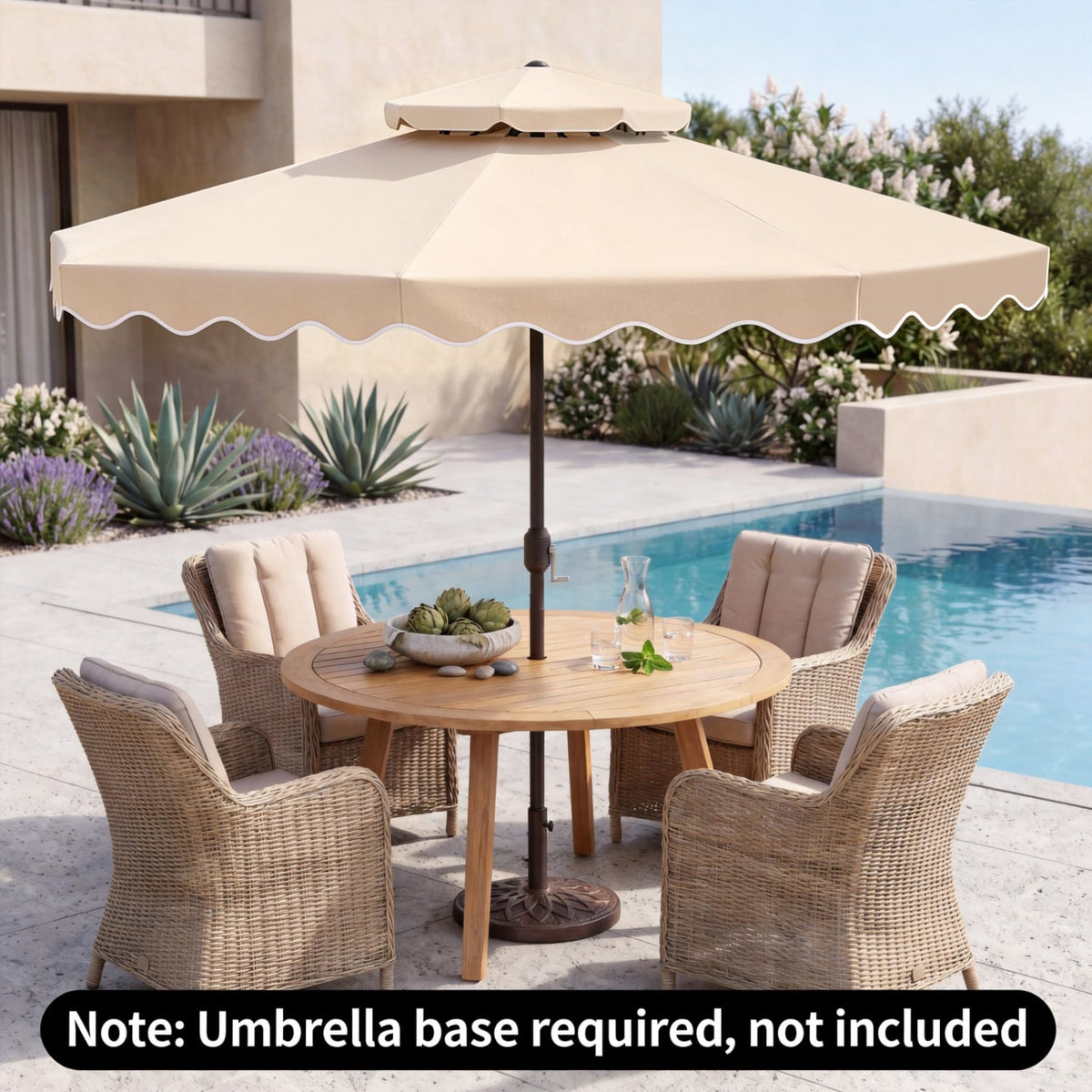 9 Feet Patio Umbrella with Push Button Tilt and Crank-Beige view 6