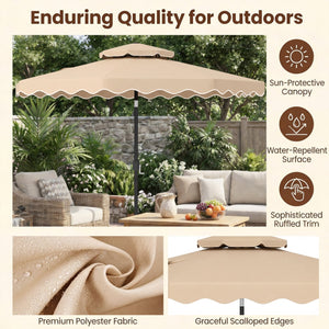 9 Feet Patio Umbrella with Push Button Tilt and Crank-Beige view 7