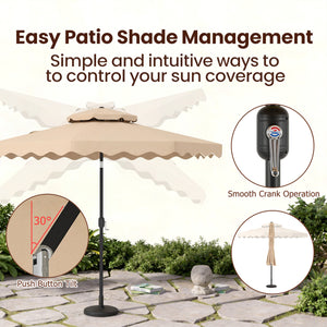 9 Feet Patio Umbrella with Push Button Tilt and Crank-Beige view 8