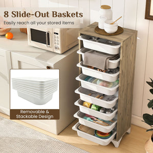 9-Tier Fruit and Vegetable Storage Rack Freestanding Wooden Pantry Organizer Cabinet view 8