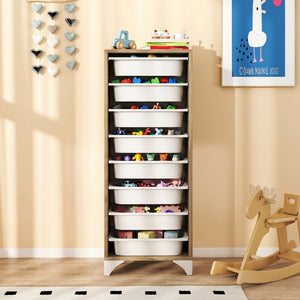9-Tier Fruit and Vegetable Storage Rack Freestanding Wooden Pantry Organizer Cabinet view 7