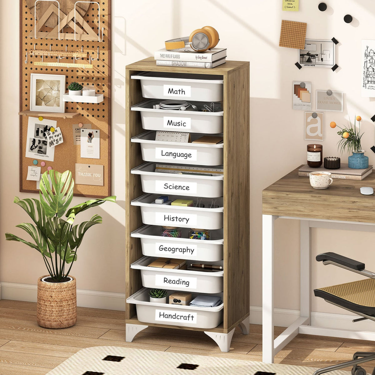 9-Tier Fruit and Vegetable Storage Rack Freestanding Wooden Pantry Organizer Cabinet view 3
