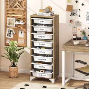 9-Tier Fruit and Vegetable Storage Rack Freestanding Wooden Pantry Organizer Cabinet view 3
