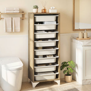 9-Tier Fruit and Vegetable Storage Rack Freestanding Wooden Pantry Organizer Cabinet view 2