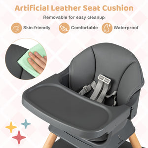 9-in-1 Convertible High Chair with Solid Wood Legs for Babies and Toddlers-Gray view 9