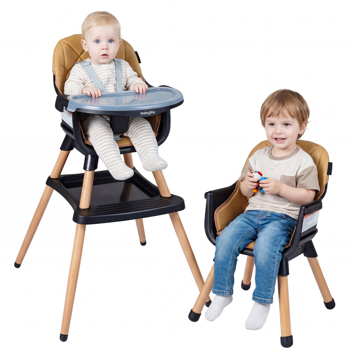 9-in-1 Convertible High Chair for Babies and Toddlers with Seat Cushion-Black view 4