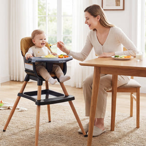 9-in-1 Convertible High Chair for Babies and Toddlers with Seat Cushion-Black view 3
