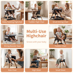 9-in-1 Convertible High Chair for Babies and Toddlers with Seat Cushion-Black view 6