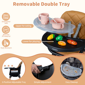 9-in-1 Convertible High Chair for Babies and Toddlers with Seat Cushion-Black view 7