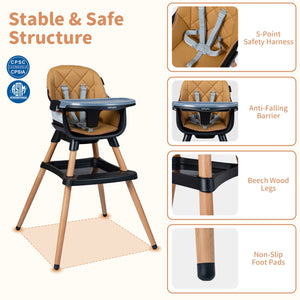 9-in-1 Convertible High Chair for Babies and Toddlers with Seat Cushion-Black view 9