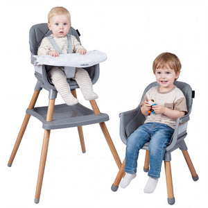 9-in-1 Convertible High Chair for Babies and Toddlers with Seat Cushion-Gray view 4