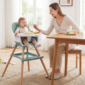 9-in-1 Convertible High Chair for Babies and Toddlers with Seat Cushion-Green view 3