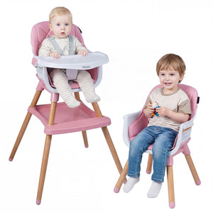 9-in-1 Convertible High Chair for Babies and Toddlers with Seat Cushion-Pink view 4
