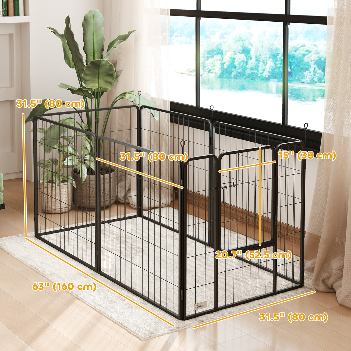 Heavy Duty Dog Playpen with Door for Small Dogs, 6 Panels, 23.5"H