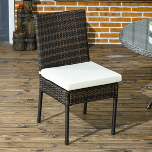 PE Rattan Outdoor Dining Chairs with Cushion, Patio Wicker Dining Chair with Backrest, Brown