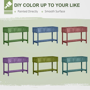 43.25" x 18" x 30" Raised Garden Bed, Wooden Plant Stand with 8 Grid Box, Storage Shelf for Outdoor, Natural Wood Colour