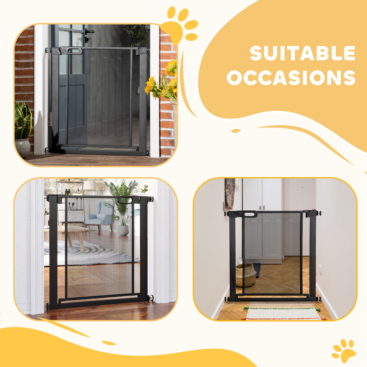 29.5"-32.3" Metal Pet Gate, w/ Auto Closing Door, Double Locking, Dog Gate for Doorways, Stairs, Hallways – view 6