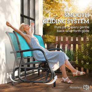 3-Seat Outdoor Glider Chair, Patio Rocking Chair, Steel Frame, Sling Fabric Seat for Garden, Backyard – view 10