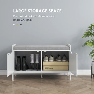Shoe Storage Bench with Seat Cushion, Shoe Cabinet for Hallway, Entryway Bench, Supports 352lbs, White