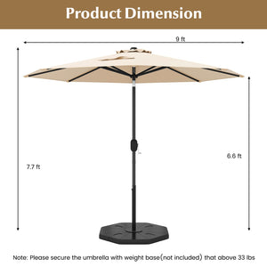 9 ft Outdoor Market Patio Table Umbrella Push Button Tilt Crank Lift-Beige view 5
