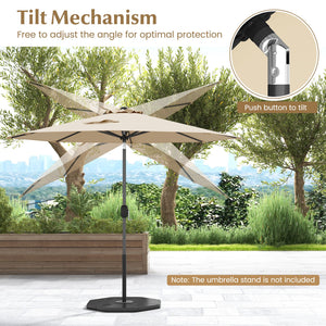 9 ft Outdoor Market Patio Table Umbrella Push Button Tilt Crank Lift-Beige view 9
