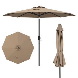 9 ft Outdoor Market Patio Table Umbrella Push Button Tilt Crank Lift-Tan view 4