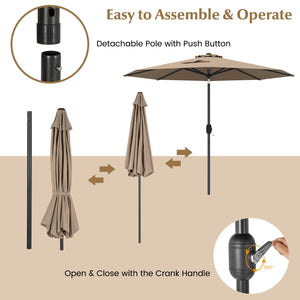9 ft Outdoor Market Patio Table Umbrella Push Button Tilt Crank Lift-Tan view 7