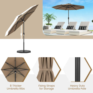 9 ft Outdoor Market Patio Table Umbrella Push Button Tilt Crank Lift-Tan view 8