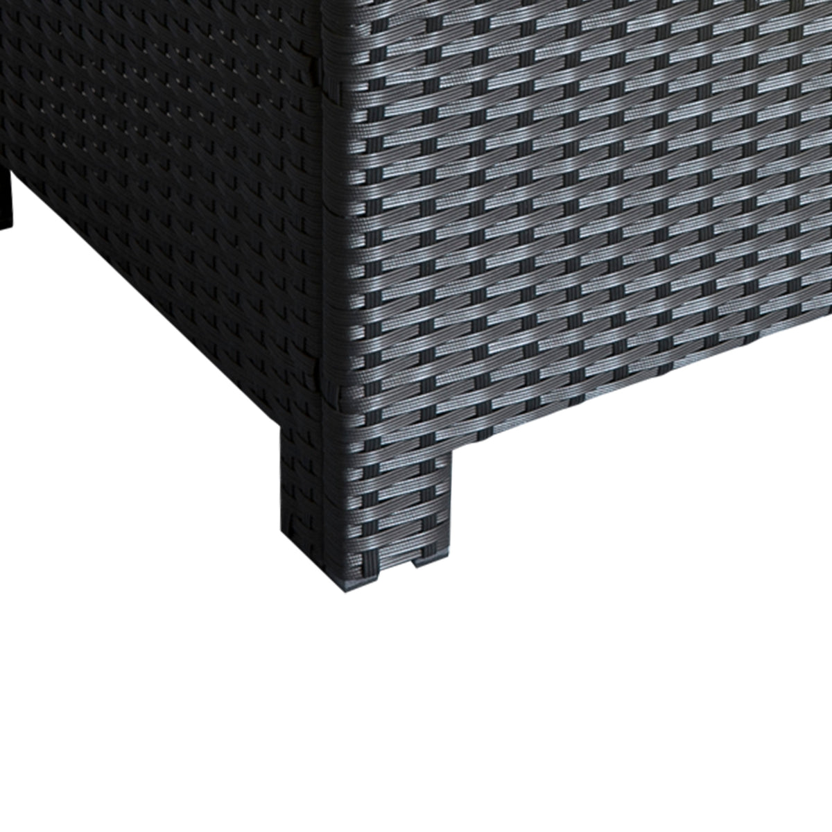 Rattan Coffee Table, Patio Side Table, Hand-woven Wicker Furniture with Tempered Glass Top Outdoor Garden Patio, Black