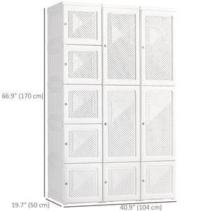 Portable Wardrobe Closet, Folding Bedroom Wardrobe, Clothes Storage Organizer with 8 Cube Compartments, White