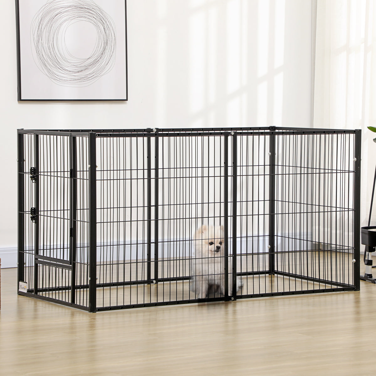 6 Panel 32.5" - 59" x 32" Dog Playpen, Heavy Duty Pet Playpen for Indoor Outdoor, Small and Medium Dogs